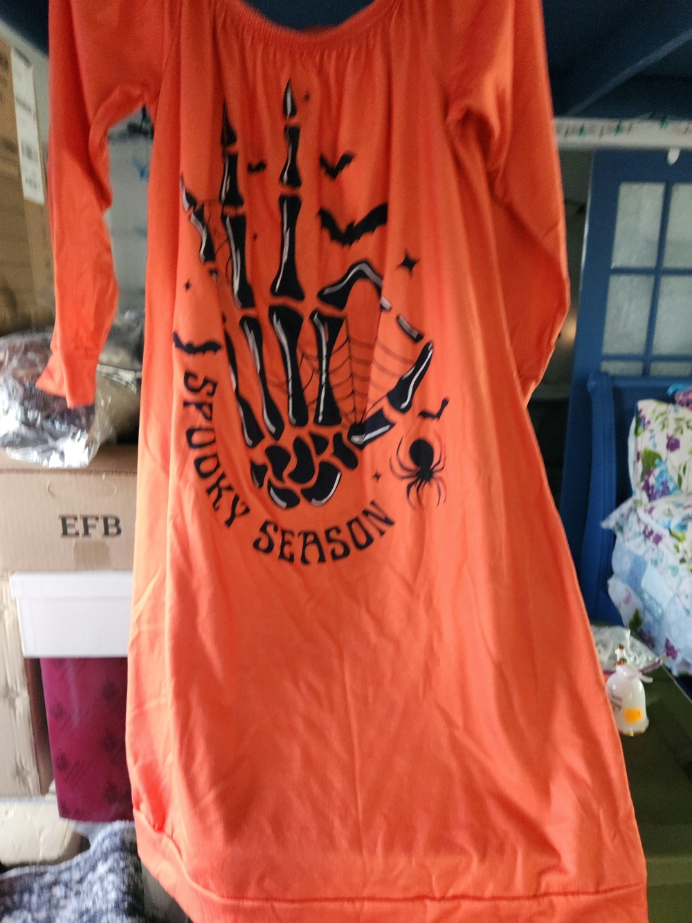 WOMAN'S Orange Spooky Season Halloween Long Sleeve Dress